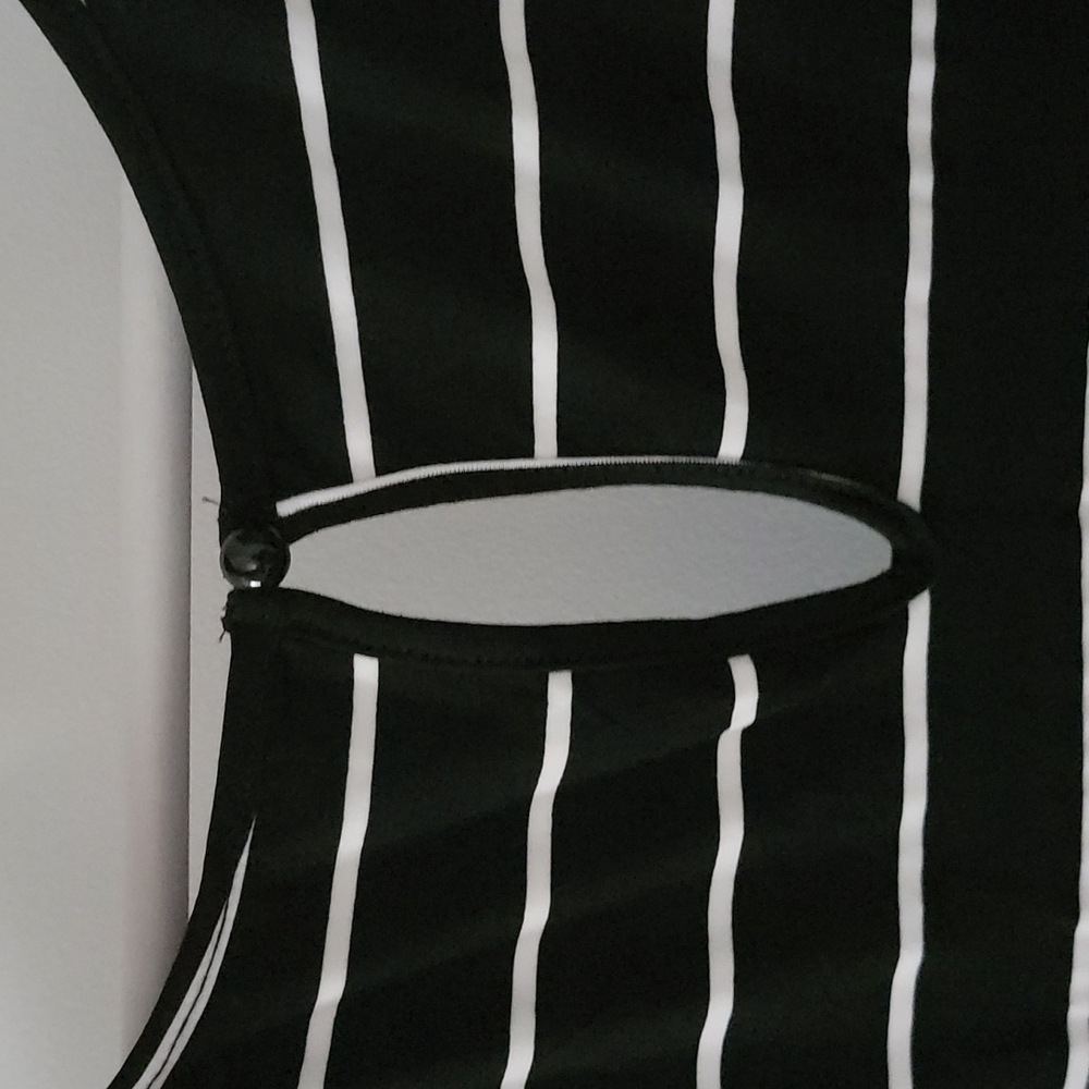 SOLD - NWT Black and White Striped Jumpsuit - Picture 6 of 7